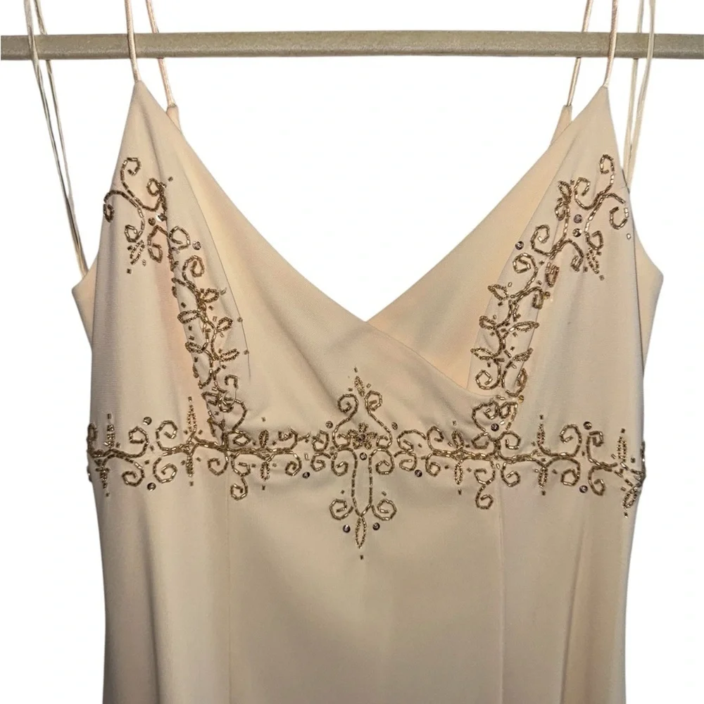 Dave & Johnny Beaded Formal Dress Champagne Yellow/Gold Size 5/6 - Picture 14 of 14